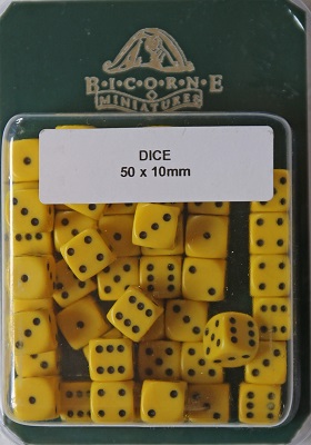 10mm Dice Yellow x 50